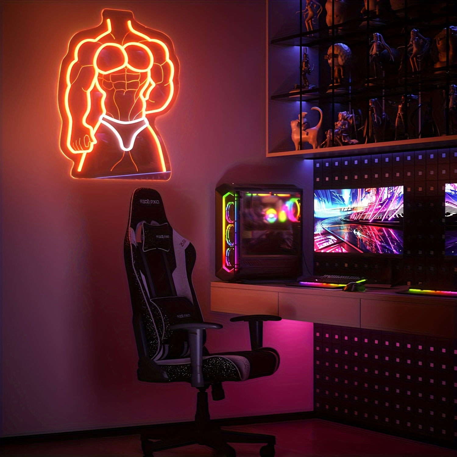 Muscle Man Neonschild Orange W – Home Gym Neon Sign Bewertung und Preis
